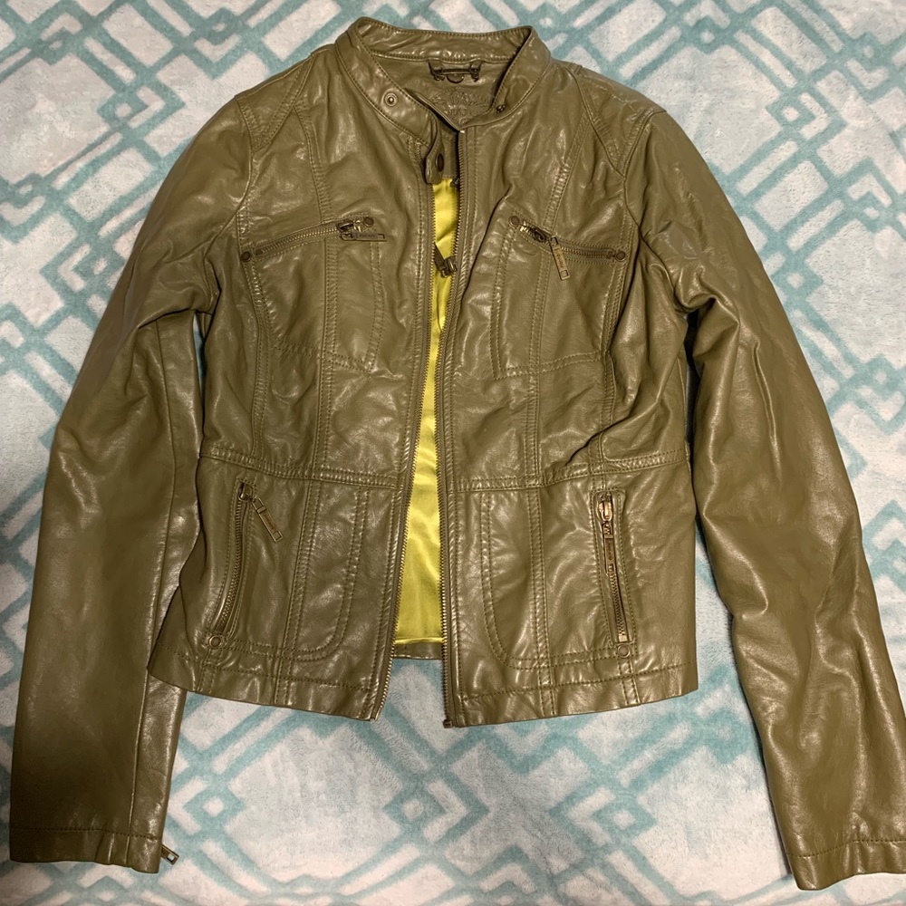 Olive faux leather jacket